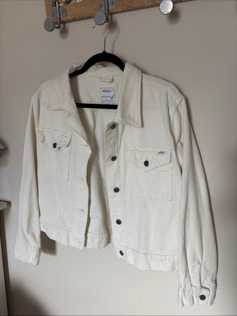 RVCA Cream Textured Button-Front Jacket